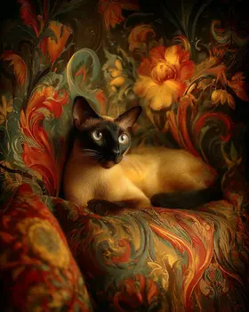 Siamese in Bed Art Print - 8"x10" Artwork