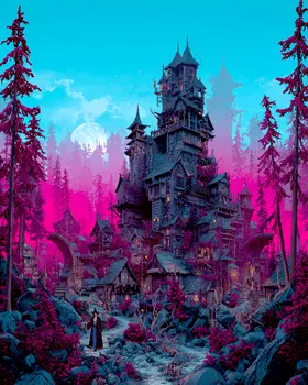 Western Witch's Castle Astral Plane Art Print - 8"x10" Artwork