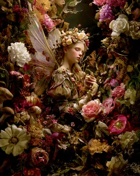 Baroque Flower Fairy Astral Plane Art Print - 8"x10" Artwork