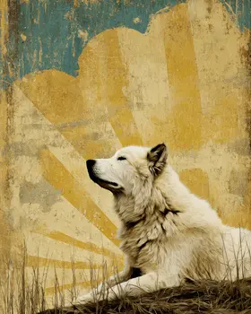 Malamute Sunrise Vintage Dog Art Prints - 8"x10" Artwork