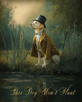 Yellow Labrador "This Dog Won’t Hunt" Art Print - 8"x10" Artwork