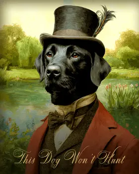 Black Labrador "This Dog Won’t Hunt" Art Print - 8"x10" Artwork