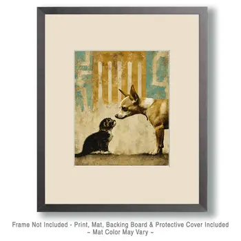 Chihuahua & Kitten Vintage Dog Art Prints - 8"x10" Artwork