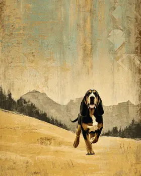 Running Hound Vintage Dog Art Prints - 8"x10" Artwork