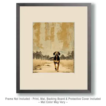 Walking Hound Vintage Dog Art Prints - 8"x10" Artwork