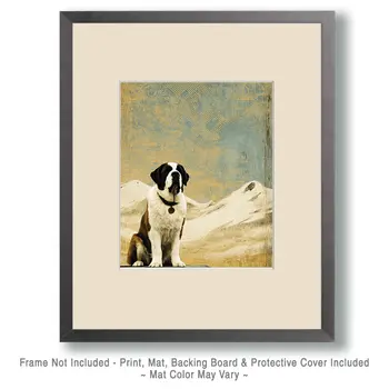 Sitting St. Bernard Vintage Dog Art Prints - 8"x10" Artwork