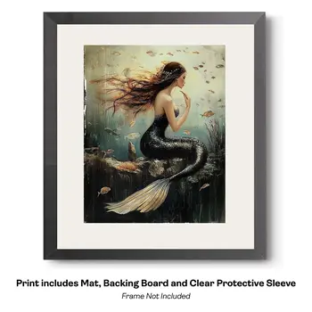 Asian Mermaid Hitching a Ride in the China Sea Art Print - 8"x10" Artwork
