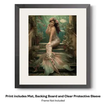 Asian Mermaid Hitching a Ride in the China Sea Art Print - 8"x10" Artwork
