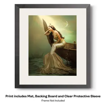 Asian Mermaid Hitching a Ride in the China Sea Art Print - 8"x10" Artwork