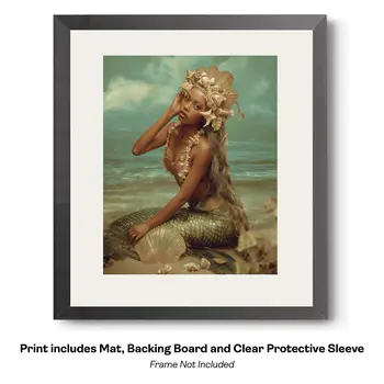 Asian Mermaid Hitching a Ride in the China Sea Art Print - 8"x10" Artwork