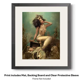 Asian Mermaid Hitching a Ride in the China Sea Art Print - 8"x10" Artwork