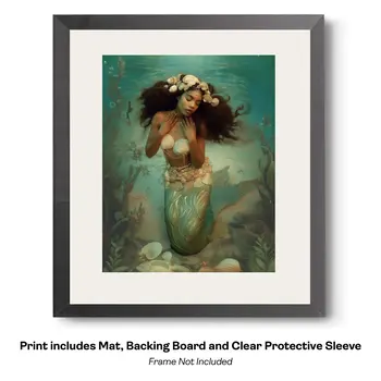 Asian Mermaid Hitching a Ride in the China Sea Art Print - 8"x10" Artwork