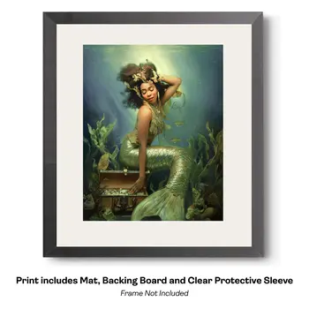 Asian Mermaid Hitching a Ride in the China Sea Art Print - 8"x10" Artwork