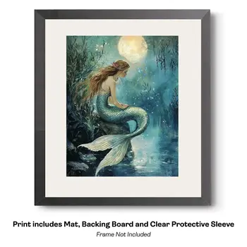 Asian Mermaid Hitching a Ride in the China Sea Art Print - 8"x10" Artwork