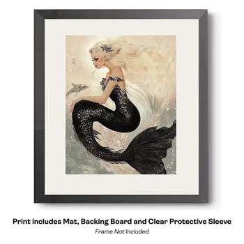 Asian Mermaid Hitching a Ride in the China Sea Art Print - 8"x10" Artwork