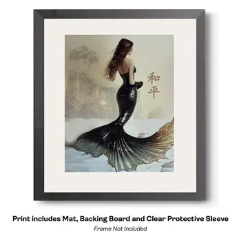 Asian Mermaid Hitching a Ride in the China Sea Art Print - 8"x10" Artwork