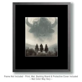 Three Cowboys and Bison Spirit - Ghost Art Print - 8"x10" Artwork