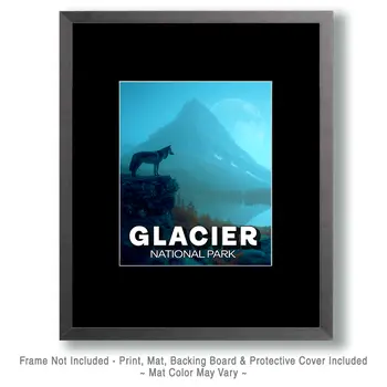 Wolf Observing Lake McDonald in Glacier National Park Souvenir Art Print - 8"x10" Artwork