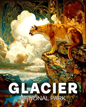 Mountain Lion in Glacier National Park Souvenir Art Print - 8"x10" Artwork