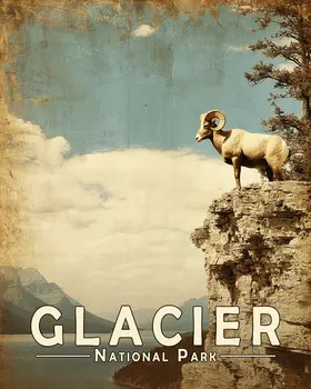 Bighorn Ram in Glacier National Park Souvenir Art Print - 8"x10" Artwork