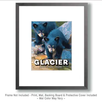 Bear Cubs in Glacier National Park Souvenir Art Print - 8"x10" Artwork