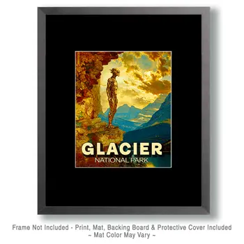 Alien Taking in the View in Glacier National Park Souvenir Art Print - 8"x10" Artwork