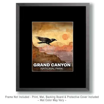 Flying Raven Grand Canyon Souvenir Art Print - 8"x10" Artwork