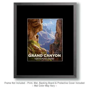 Bigfoot Hiding Grand Canyon Souvenir Art Print - 8"x10" Artwork