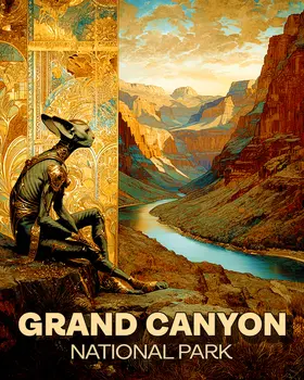 Chupacabra Cryptid in Grand Canyon Souvenir Art Print - 8"x10" Artwork