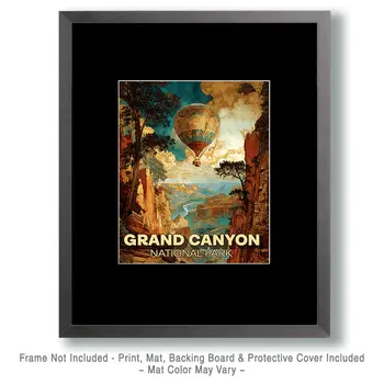 Vintage Hot Air Balloon Grand Canyon Souvenir Art Print - 8"x10" Artwork