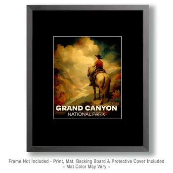 Vintage Cowboy Grand Canyon Souvenir Art Print - 8"x10" Artwork