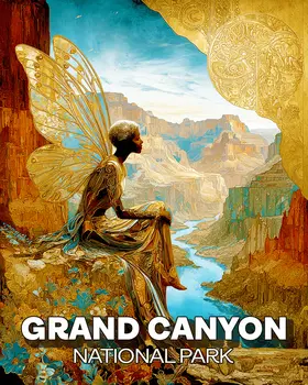 Vintage Fairy Grand Canyon Souvenir Art Print - 8"x10" Artwork