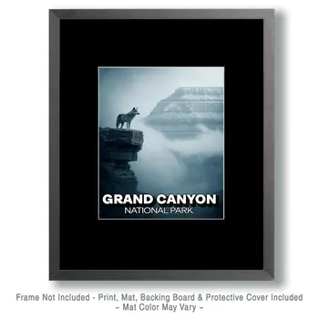Foggy Morning Wolf Grand Canyon Souvenir Art Print - 8"x10" Artwork