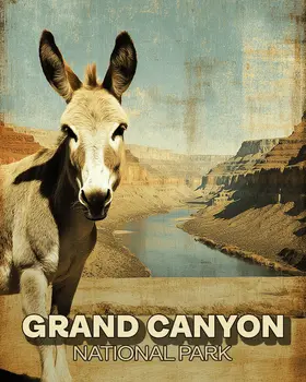 Donkey Grand Canyon Souvenir Art Print - 8"x10" Artwork