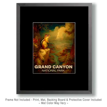 Vintage Chipmunk Grand Canyon Souvenir Art Print - 8"x10" Artwork