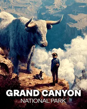 Paul Bunyon and Blue the Ox Grand Canyon Souvenir Art Print - 8"x10" Artwork