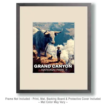 Paul Bunyon and Blue the Ox Grand Canyon Souvenir Art Print - 8"x10" Artwork