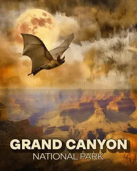 Flting Bat Grand Canyon Souvenir Art Print - 8"x10" Artwork