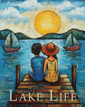 Sunset Together - Lake Life Art Print - 8"x10" Artwork