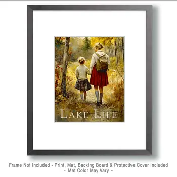 Mother Daughter's Precious Time Together - Lake Life Art Print - 8"x10" Artwork