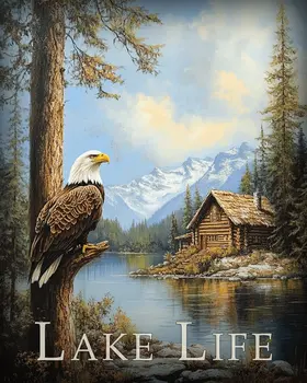 Bald Eagle Perched - Lake Life Art Print - 8"x10" Artwork