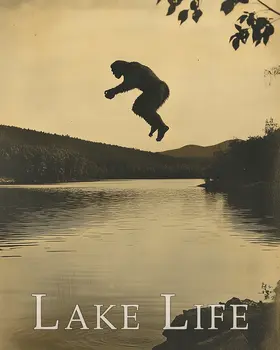 Bigfoot Jumping - Lake Life Art Print - 8"x10" Artwork
