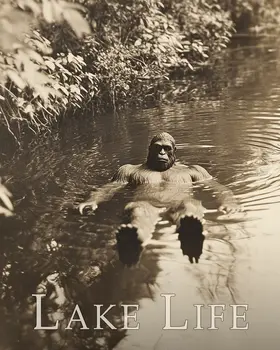 Bigfoot Floating - Lake Life Art Print - 8"x10" Artwork