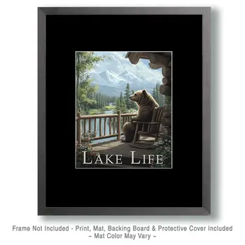 Bear on Porch - Lake Life Art Print - 8"x10" Artwork