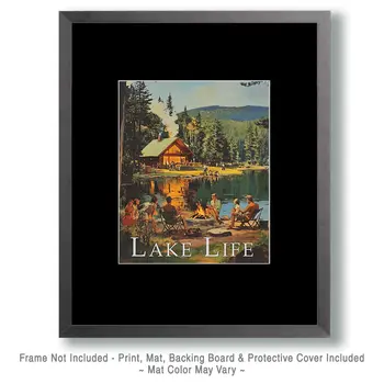 Vintage Lakeside Get Together - Lake Life Art Print - 8"x10" Artwork