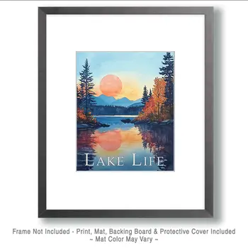 Retro Lake View - Lake Life Art Print - 8"x10" Artwork
