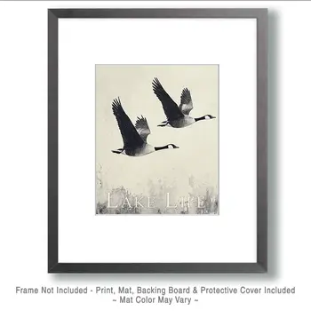 Canadian Geese Flying - Lake Life Art Print - 8"x10" Artwork