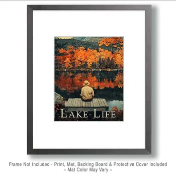 Contemplating on the Dock - Lake Life Art Print - 8"x10" Artwork
