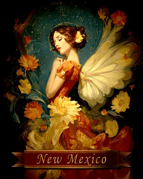 Vintage Southwest Angel New Mexico Souvenir Art Print - 8"x10" Artwork