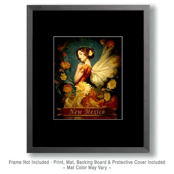 Vintage Southwest Angel New Mexico Souvenir Art Print - 8"x10" Artwork